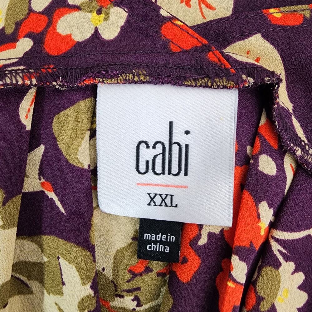 Cabi Womens A La Mode Top XXL Multicolor Floral V Neck Flutter Sleeve Pleated - Picture 8 of 10